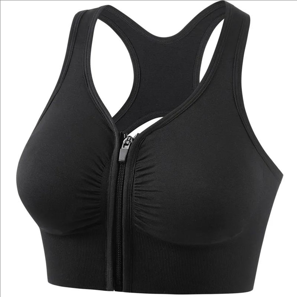 Womens Zipper Sports Bra Vest Plus Size Shock Resistant Bra Womens Yoga Running Fitness Bra For Act