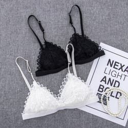 women sexy lace bra, wire-free unpadded lingerie, floral lace bralette, ultra-thin sexy brassiere, cup girls underwear
