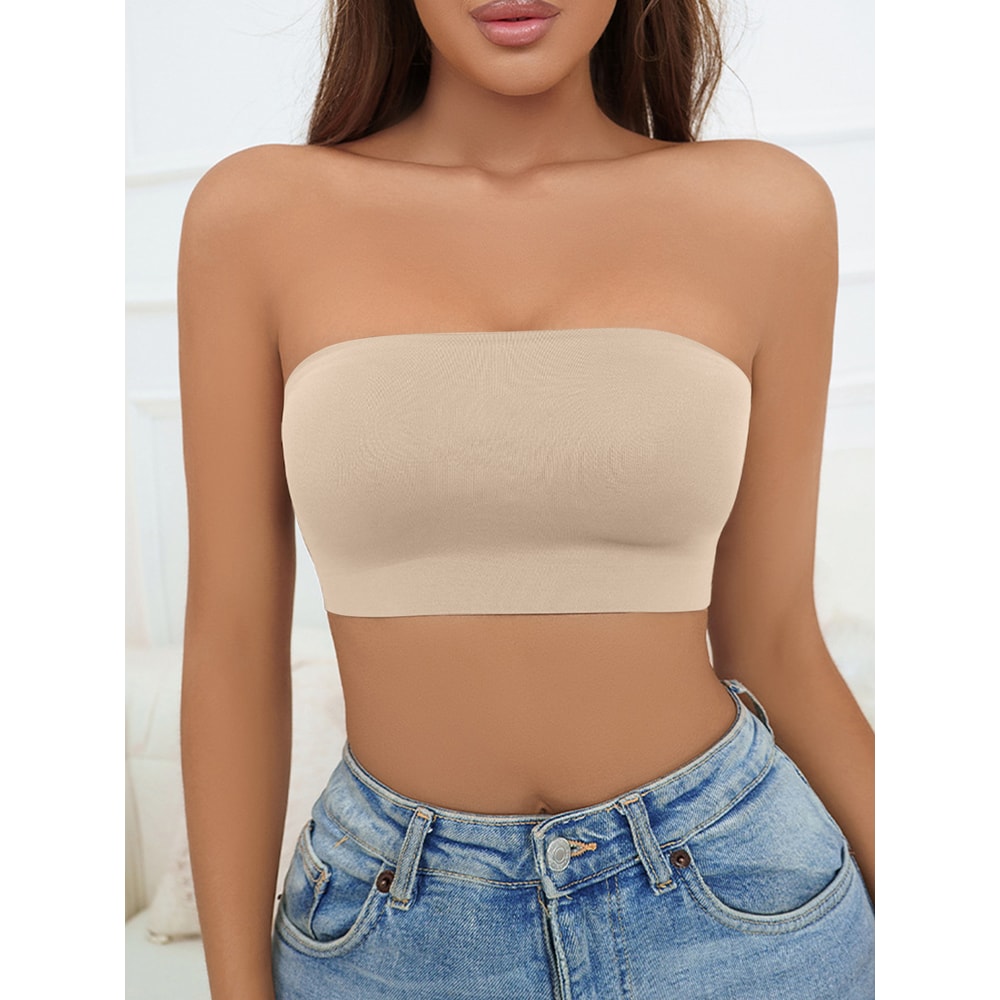 Varsbaby Women Tube Strapless Bra Chest Wrap Bandeau Unlined Seamless Comfortable Underwear Top 1