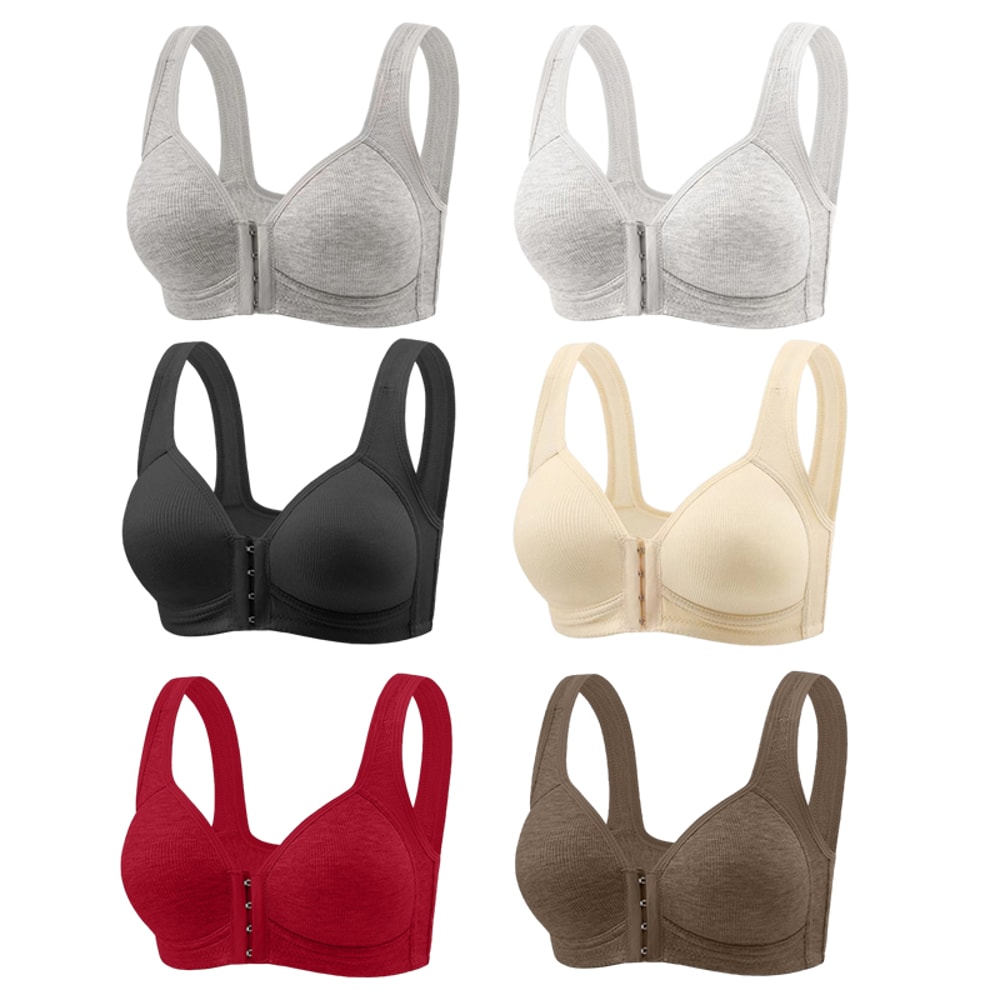 FallSweet WireFree Front Closure Bra For Women Seamless Full Coverage Bra Fixed Cups Large Size Com 1