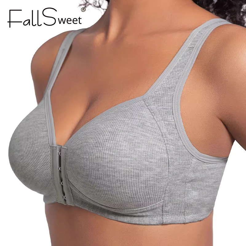 FallSweet WireFree Front Closure Bra For Women Seamless Full Coverage Bra Fixed Cups Large Size Com 2