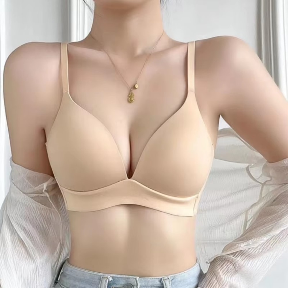 FallSweet Wireless Push Up Bra For Women Seamless Cup Glossy Bralette Comfortable Underwear Female