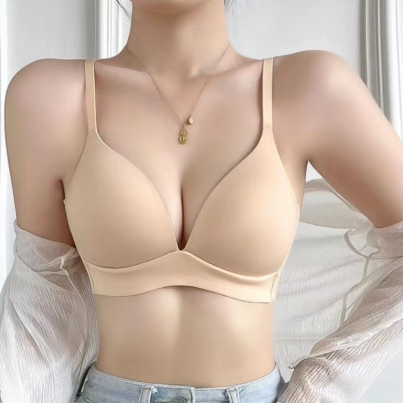 FallSweet Wireless Push Up Bra For Women Seamless Cup Glossy Bralette Comfortable Underwear Female