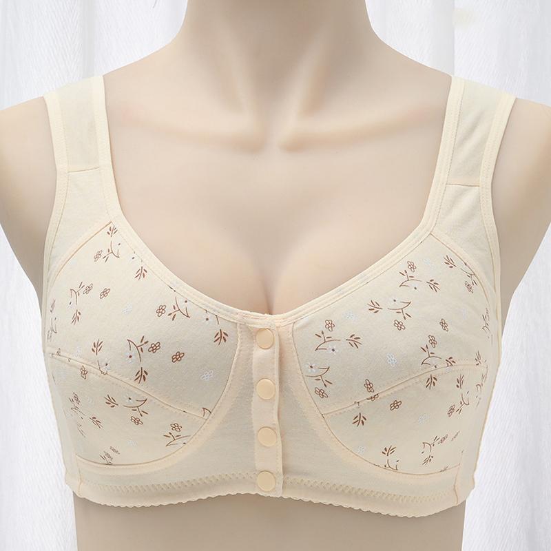 Front Closure Cotton Bra for Women, Breathable Soft Brassiere, Wire Free Thin Cup Bralette, Comfortable Sleeping Lingeri