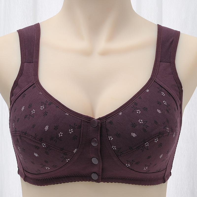 Front Closure Cotton Bra for Women, Breathable Soft Brassiere, Wire Free Thin Cup Bralette, Comfortable Sleeping Lingeri