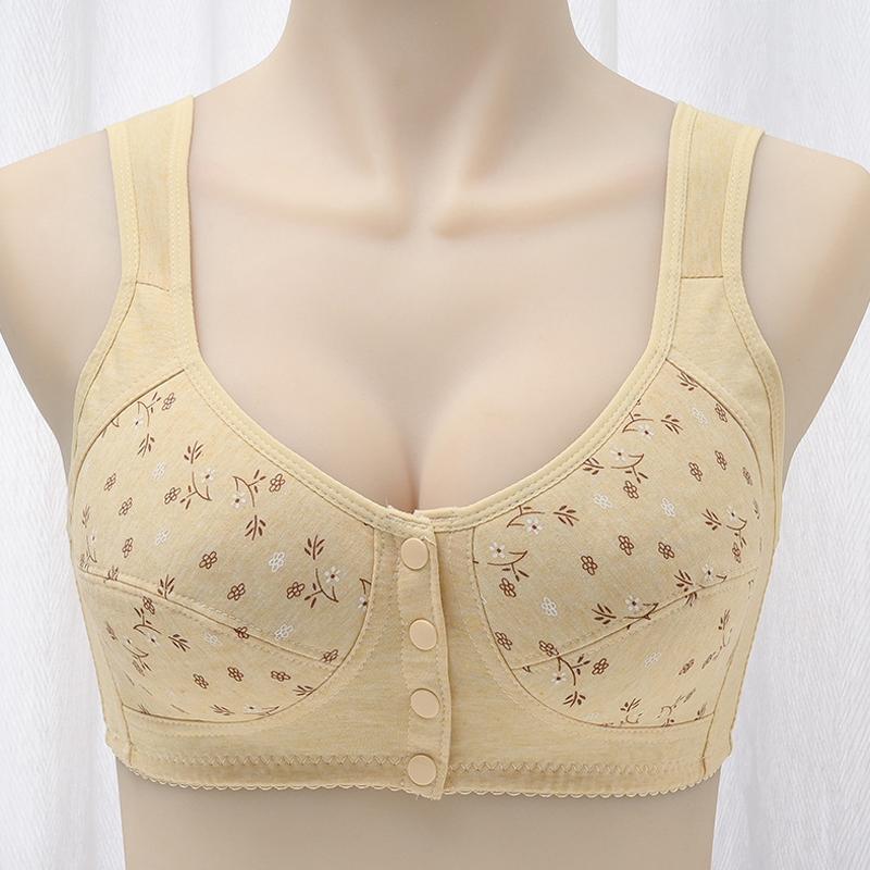 Front Closure Cotton Bra for Women, Breathable Soft Brassiere, Wire Free Thin Cup Bralette, Comfortable Sleeping Lingeri