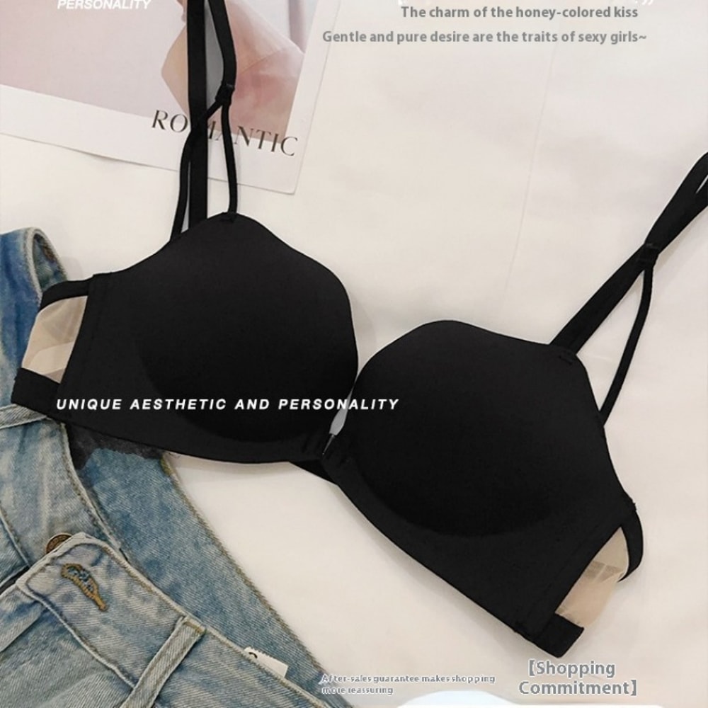 New Front Buckle Beautiful Back Underwear, Women Small Breasts Gathered Integrated Bra, Non-wired Breathable Non-marking
