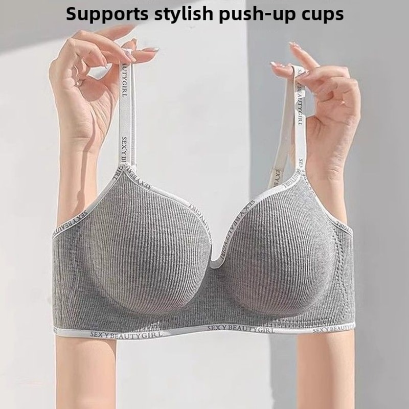 Thickened Push-Up Bra for Small Chest, Wireless No Steel Ring, Anti-Slip Pads, Seamless Invisible Adjustable Straps