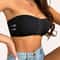 Women's Bra, Black Front Buckle, Removable Padded Wireless, Soft Ice Silk, Traceless Strapless Underwear for Women