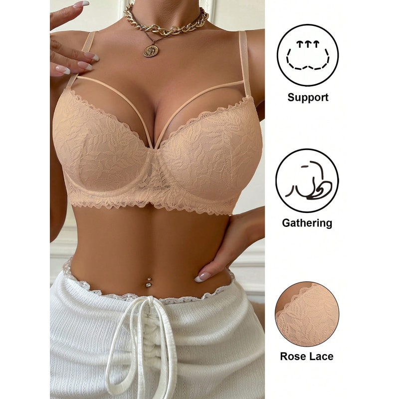 Women's Thin Lace Bra, Sexy Push-Up Bra, Comfortable Anti-Sagging Underwire Bra