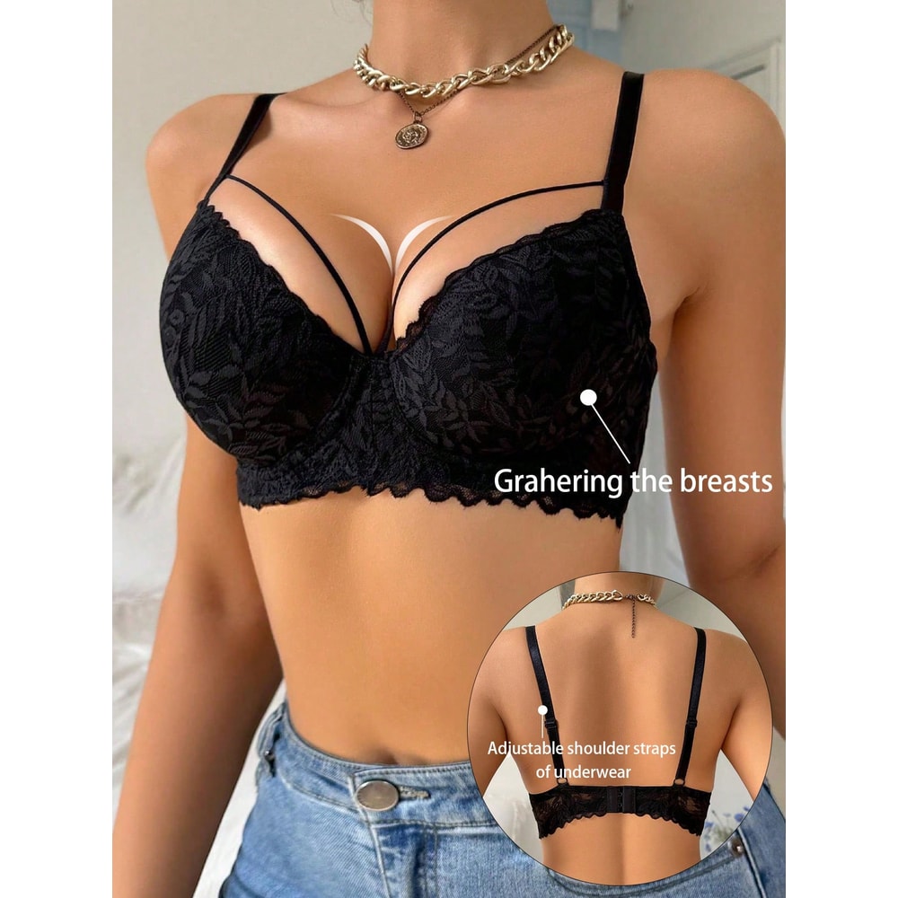 Women's Thin Lace Bra, Sexy Push-Up Bra, Comfortable Anti-Sagging Underwire Bra
