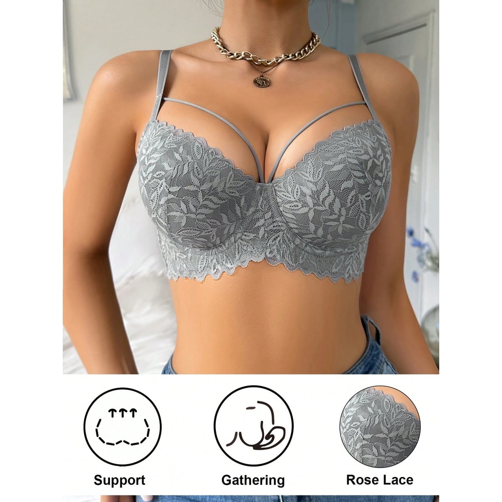 Women's Thin Lace Bra, Sexy Push-Up Bra, Comfortable Anti-Sagging Underwire Bra