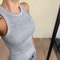 Solid Basic Tank Soft Top for Women, Sexy Sleeveless Round Neck Tank Top, Knitted Bottom Shirt, Summer Outfits