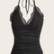 Goth Grunge Punk Black Lace Patchwork Halter Top Women Summer Solid Ruched Backless Sleeveless Tank 4