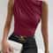 Fashion Casual Mock Neck Ruched Tank Top For Women Summer Solid Color Pleated Sleeveless Tee Shirt 6