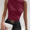 Fashion Casual Mock Neck Ruched Tank Top For Women Summer Solid Color Pleated Sleeveless Tee Shirt 6