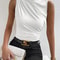 Fashion Casual Mock Neck Ruched Tank Top For Women Summer Solid Color Pleated Sleeveless Tee Shirt 8