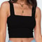 Square Neck Sleeveless Summer Crop Top, White Women Black Casual T-Shirt, Off Shoulder Cami Sexy Backless Tank Top