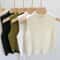 Womens Vest Tank Top Solid Color Knitted Tees Cropped Camisole Sweater HalfTurtleneck Sleeveless To 1
