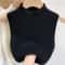 Womens Vest Tank Top Solid Color Knitted Tees Cropped Camisole Sweater HalfTurtleneck Sleeveless To 8