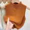 Womens Vest Tank Top Solid Color Knitted Tees Cropped Camisole Sweater HalfTurtleneck Sleeveless To 10