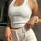 White Halter Sexy Backless Tank Top for Women, Sleeveless Ribbed Knit Vest, Cropped Streetwear