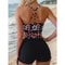 Printed Flower Tankini Set Girl Swimwear Adjustable Strap Vest Bra Female Flower Shorts Bikini Draw 1