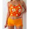Printed Flower Tankini Set Girl Swimwear Adjustable Strap Vest Bra Female Flower Shorts Bikini Draw 3