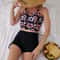 Printed Flower Tankini Set Girl Swimwear Adjustable Strap Vest Bra Female Flower Shorts Bikini Draw 7