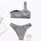One Shoulder Women Sexy Bikini Set, Biquini Ladies Blingbling Swimsuit, Two Piece Glitter Swimwear, Solid Color Bathing