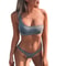 One Shoulder Women Sexy Bikini Set, Biquini Ladies Blingbling Swimsuit, Two Piece Glitter Swimwear, Solid Color Bathing