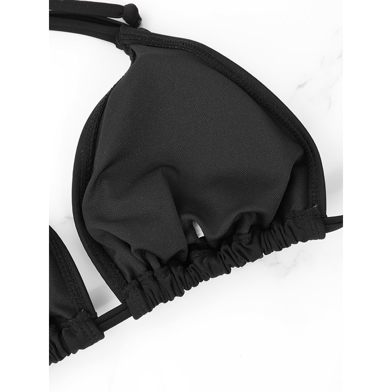 Women's Sexy Bikini Top Bra Swimsuit, Summer Beach Style Solid Color Hanging Neck, Bareback Strap Swimsuit Bra for Women