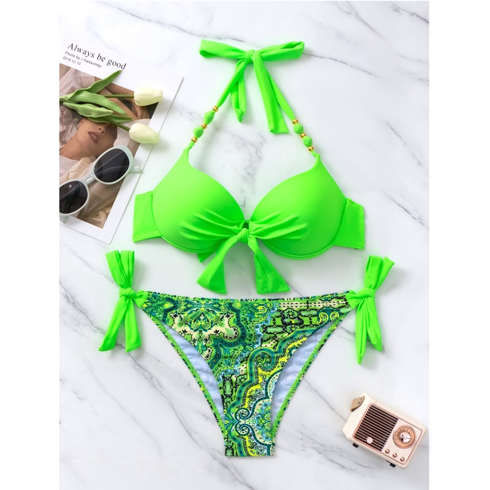 Sexy Push Up Bikini, Women Swimsuit Two Piece Swimwear, Female Thong Bikinis Set, Brazilian Biquini for Bathing Suits
