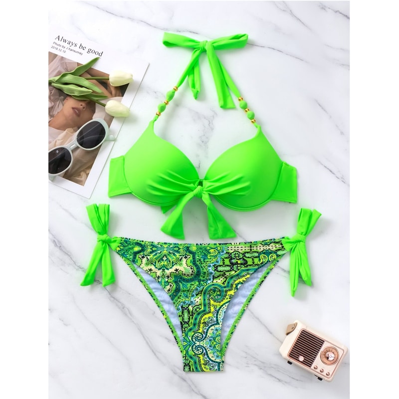 Sexy Push Up Bikini, Women Swimsuit Two Piece Swimwear, Female Thong Bikinis Set, Brazilian Biquini for Bathing Suits