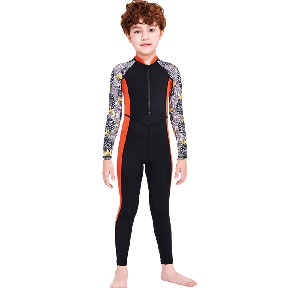 One-Piece Quick Drying Boys Swimwear, Summer Children Swimsuits, Kid Short Sleeve Sun Protection