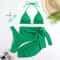 Summer Halter Bikini Women Sexy Thong Swimwear With Sarong Skirt White Black Pink Green Beachwear 0