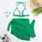 Summer Halter Bikini Women Sexy Thong Swimwear With Sarong Skirt White Black Pink Green Beachwear 1