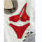 Luxury Two Pieces Bikini Solid Patchwork Swimwear Underwire Push Up One Shoulder Cut Out Beachwear 1
