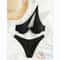 Luxury Two Pieces Bikini Solid Patchwork Swimwear Underwire Push Up One Shoulder Cut Out Beachwear 7
