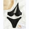 Luxury Two Pieces Bikini Solid Patchwork Swimwear Underwire Push Up One Shoulder Cut Out Beachwear 7