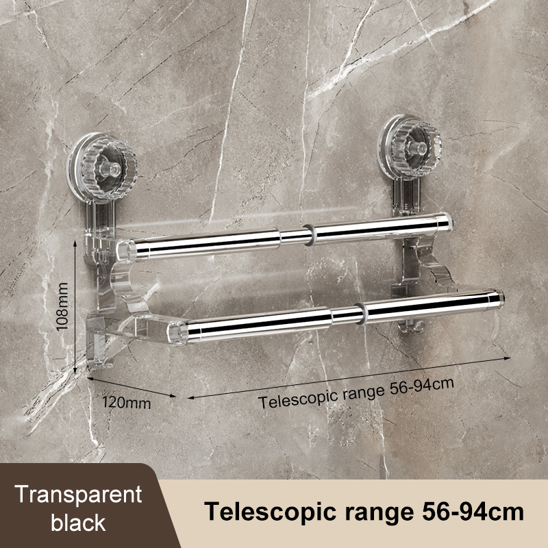 Suction Cup Wall Towel Rack, No Driling, Single Rod Retractable Towel Rack, Self-Adhesive Storage Rack, Kitchen Bathroom