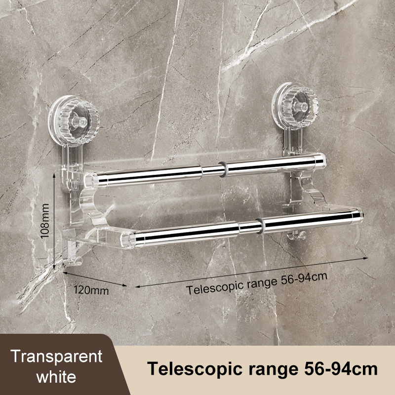 Suction Cup Wall Towel Rack, No Driling, Single Rod Retractable Towel Rack, Self-Adhesive Storage Rack, Kitchen Bathroom