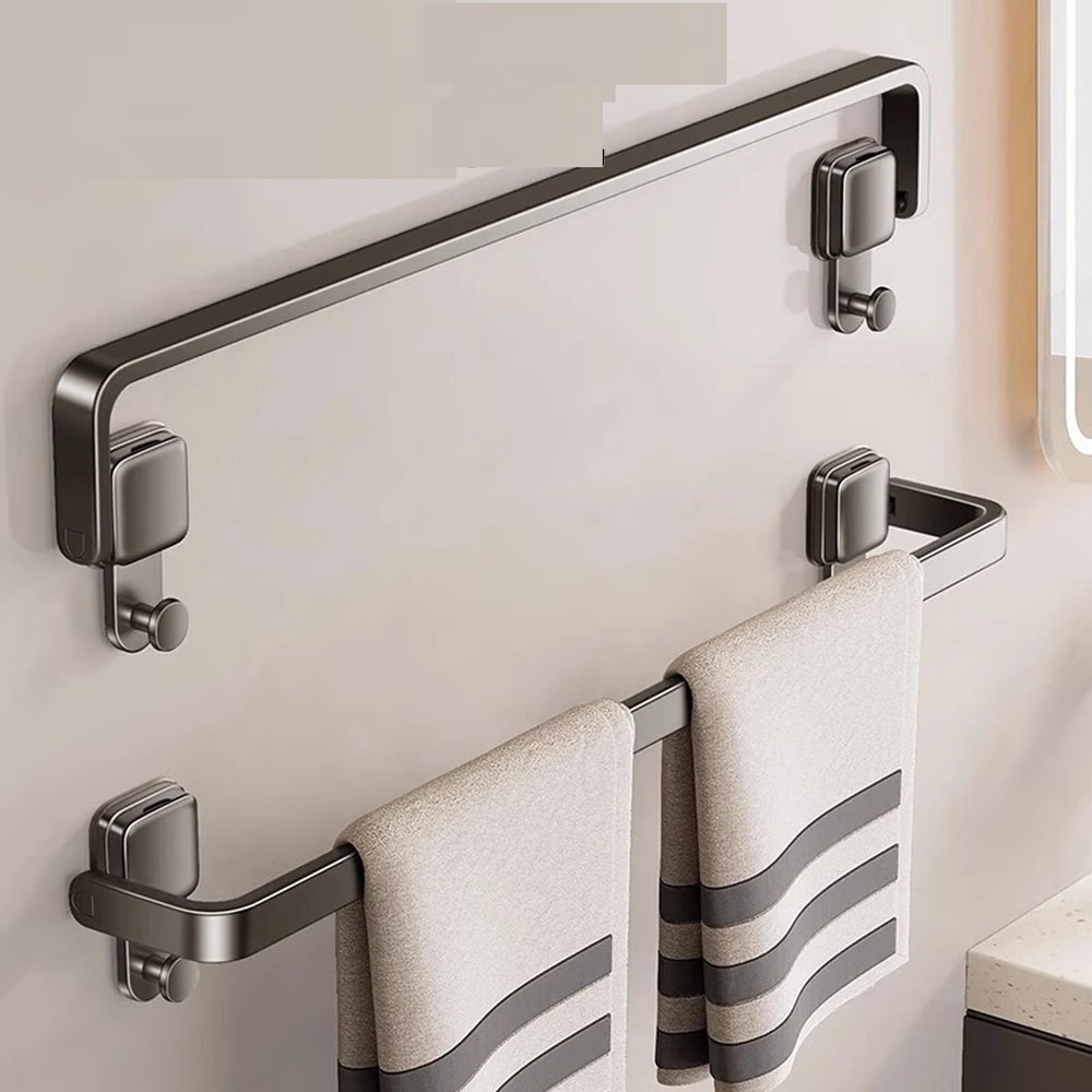 Suction Cup Folding Bathroom Hand Towel Rack Towel Holder Wall Mount No Drill Towel Bar Apartment 0