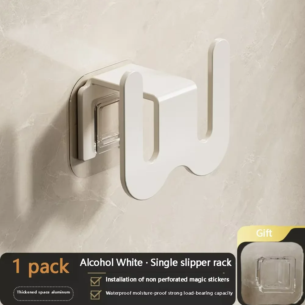 Non Perforated Simple Shoe Storage Rack Wall Mounted Hook Bathroom Slipper Rack With Drainage 6