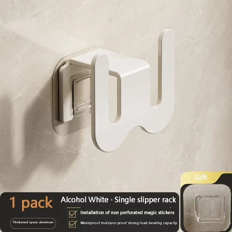 Non Perforated Simple Shoe Storage Rack Wall Mounted Hook Bathroom Slipper Rack With Drainage 6