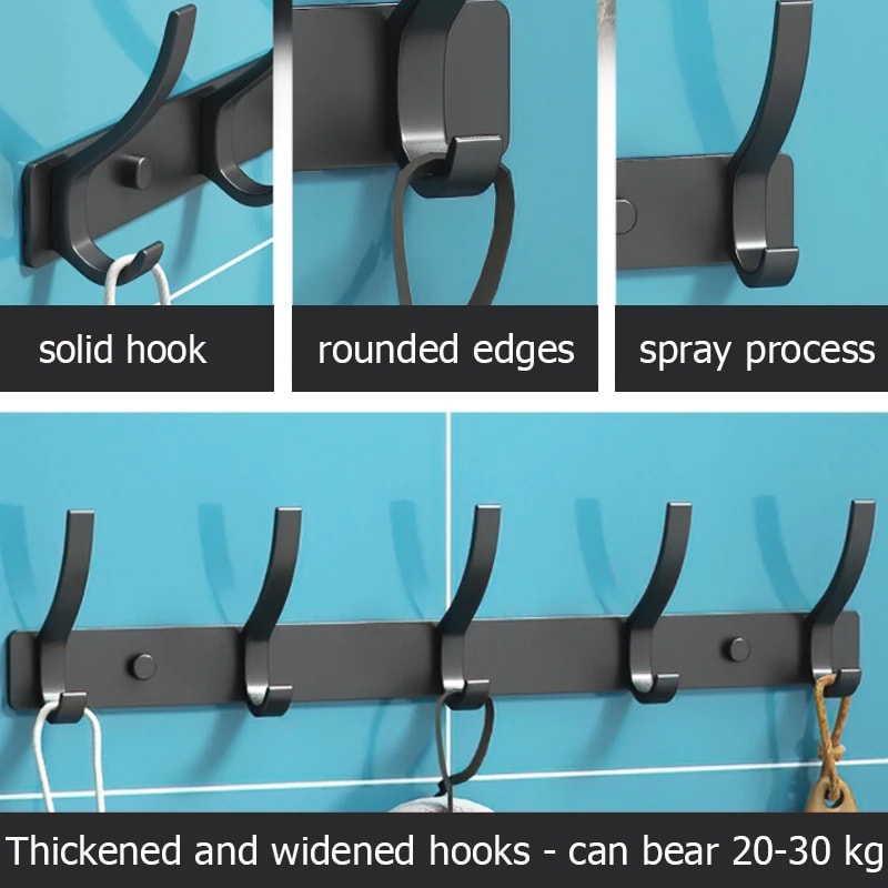 Black White Folding Robe Hook, Towel Hanger Nail Free, Wall Rack Hook, Coat Clothes Holder, Bathroom Kitchen Accessories