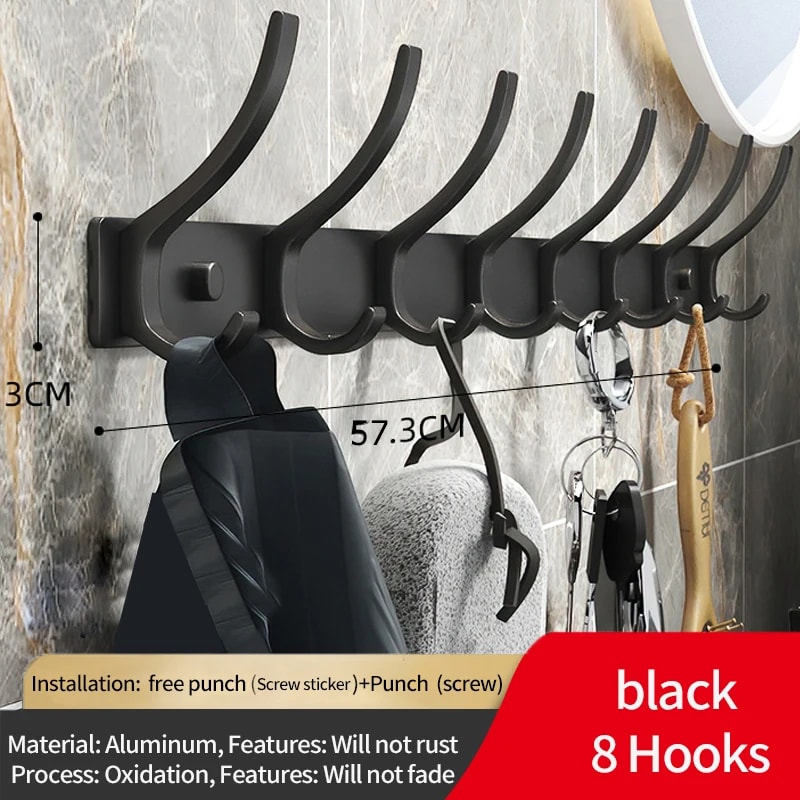 Black White Folding Robe Hook, Towel Hanger Nail Free, Wall Rack Hook, Coat Clothes Holder, Bathroom Kitchen Accessories