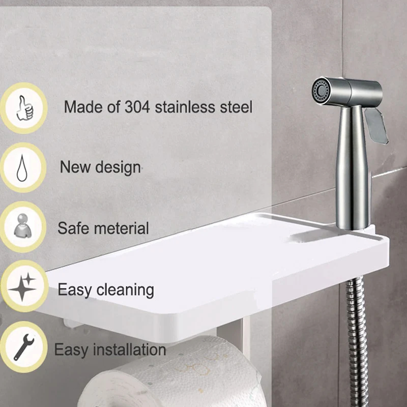 Stainless Steel Portable Toilet Spray Gun Bathroom Flushing Device Outdoor Cleaning Booster For Sea 4