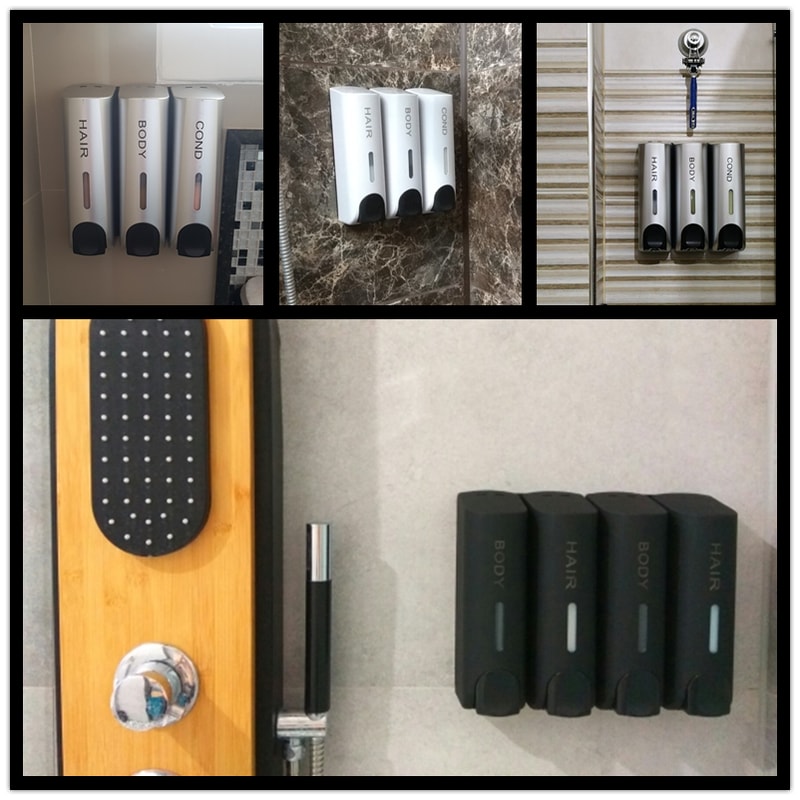 Soap Dispenser Wallmount Shower Bath Shampoo Dispenser Liquid Soap Container Bathroom Accessories 5