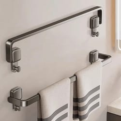 suction cup bathroom towel rack holder, folding wall mount no drill, space saving hand towel bar for apartment